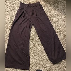 High waisted Loulou Wide Leg Flannel Dress Pant (Maroon)